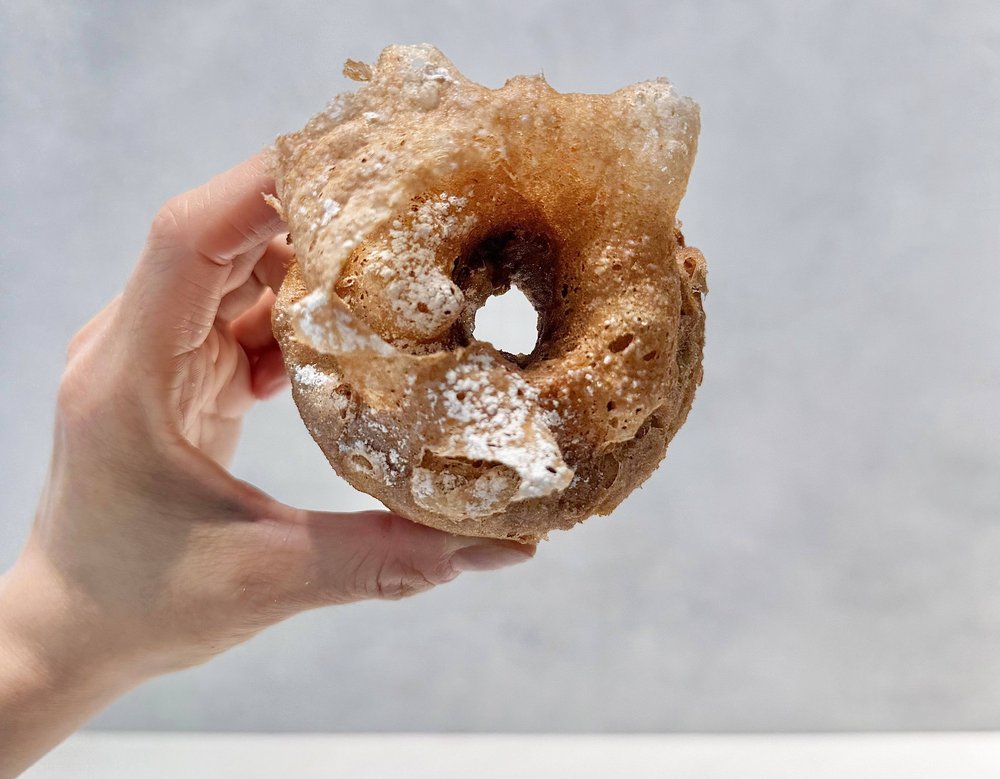 A donut with ripples for edges.