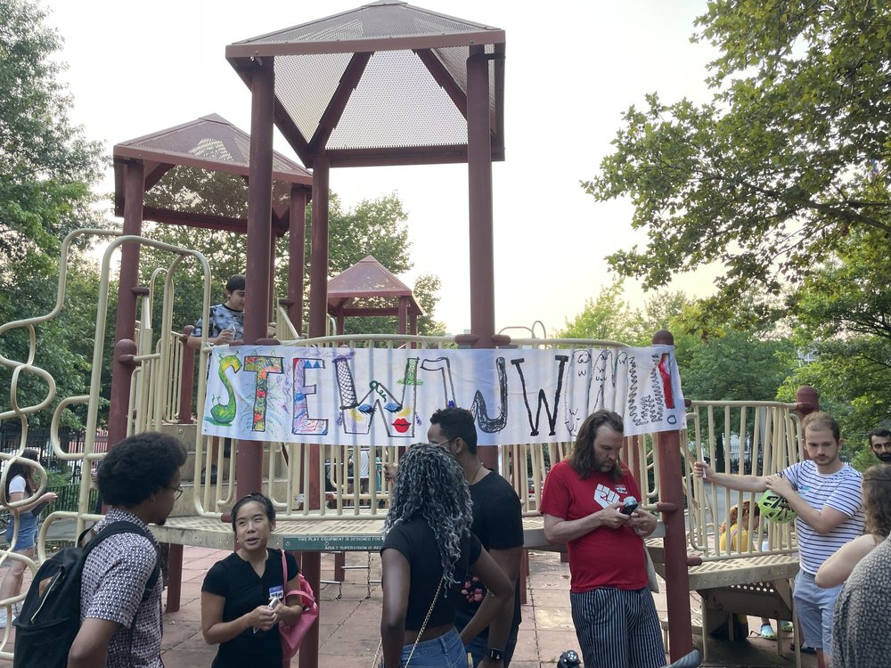 A sign letting people know about the stew