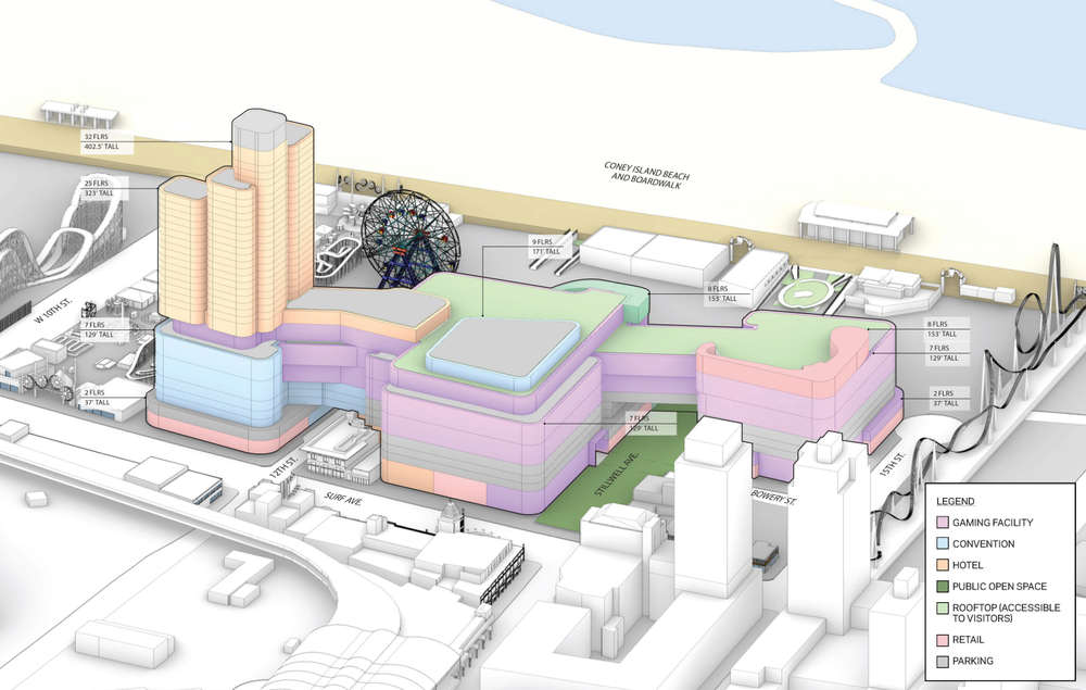 Layout of the proposed The Coney, a casino and entertainment project vying for approval. The venture would change the landscape of the iconic Brooklyn spot.