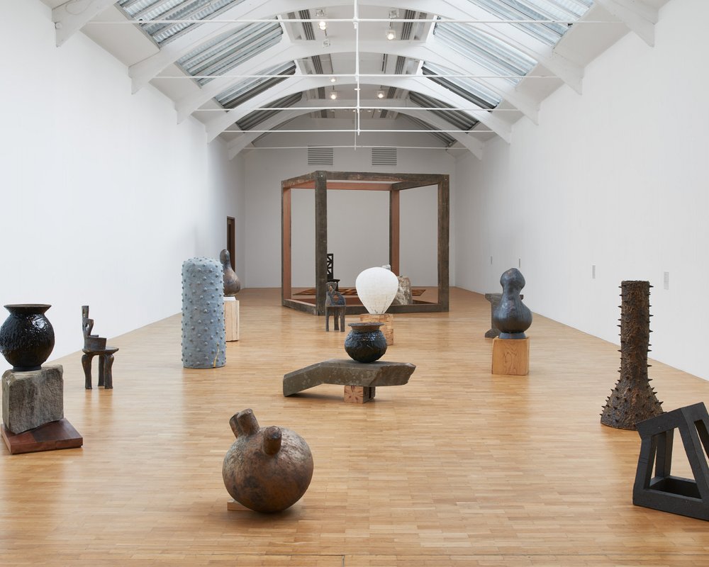 Art objects displayed in a gallery