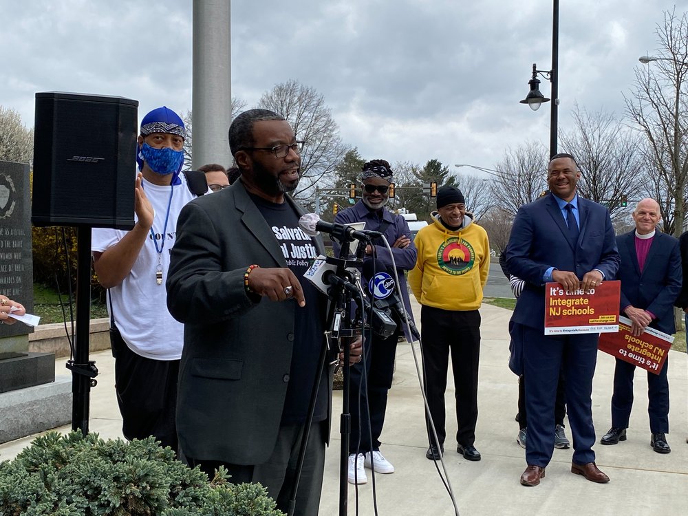 Rev. Charles Boyer from Salvation and Social Justice at the school integration rally in Trenton on March 31st, 2022.