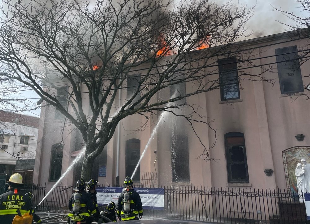 The FDNY says a five-alarm fire broke out at a Brooklyn church on Easter Sunday.