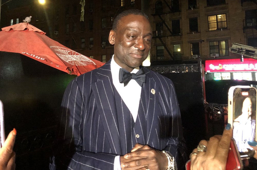 Yusef Salaam outside his election part on Tuesday.