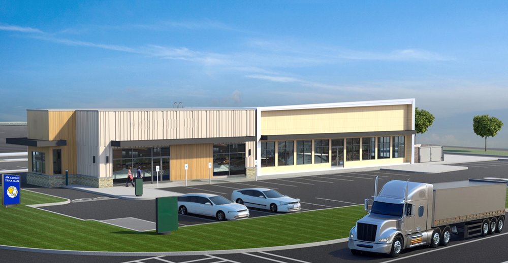 Rendering of the planned expanded truck parking plaza at JFK Airport, which will triple parking capacity and add new amenities for drivers.
