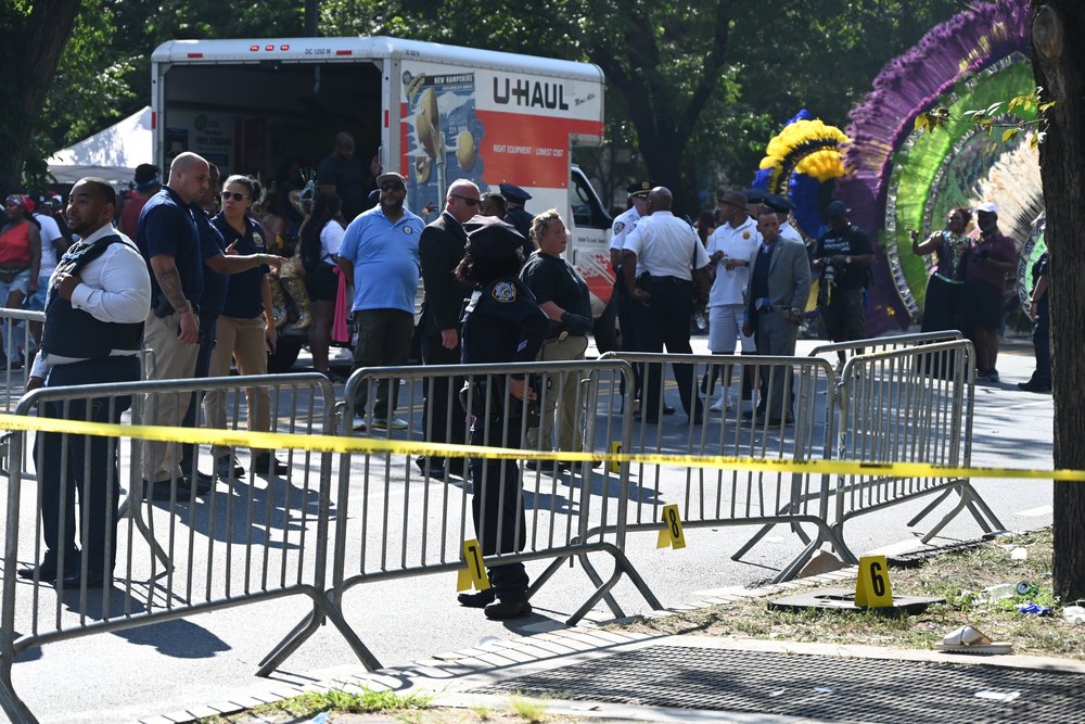 A photo of the crime scene after multiple people were shot during the West Indian Day Parade tis month.
