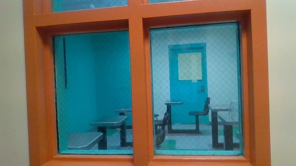 A photo taken in June 2023 of an empty classroom inside a juvenile detention center.