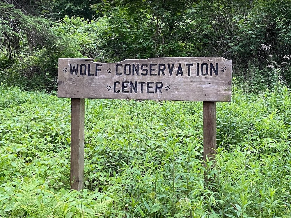 A sign for the Wolf Conservation Center