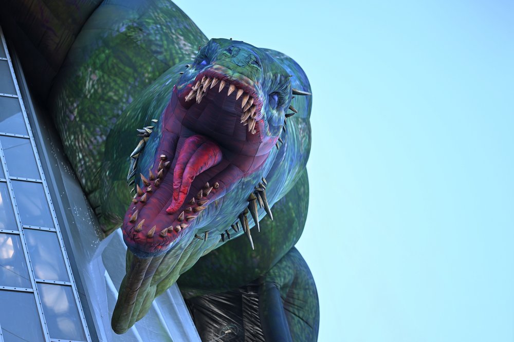 The dragon is made up of more than 1,700 total patterns and 600,000 inches of sewn seams.