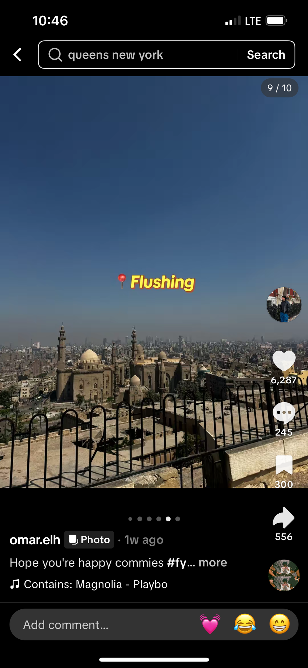 A picture of a city that is not New York City, with the words "Flushing"