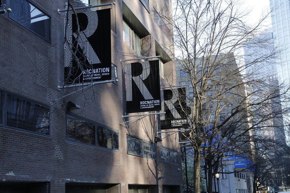 Banners for the Roc Nation School.