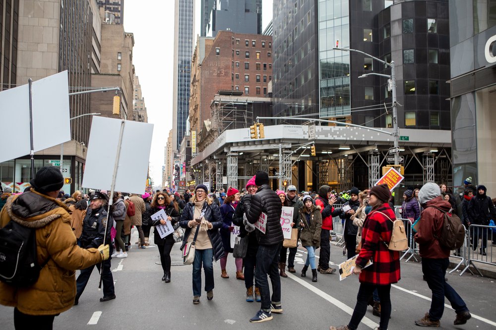 At the march in midtown   (<a href="https://www.gretchenrobinette.com/">Gretchen Robinette</a> / Gothamist)