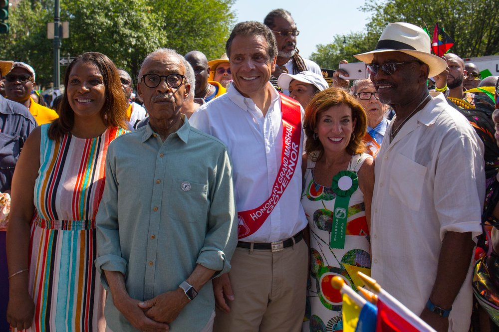 acea83093carnival-6-jpg.jpeg Public Advocate (and AG candidate) Letitia James, Rev. Al Sharpton, Governor Andrew Cuomo, and Lieutenant Governor Kathy Hochul<br>