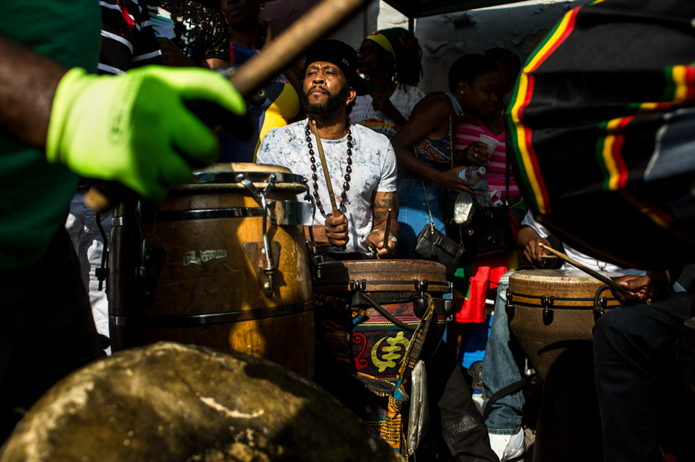 af89817cegrenadadrums1-png.png Members of the Greenhouse Jab Jabs hold a jam session at the Grenada Carriacou and Petite, one week ahead of J'Ouvert.