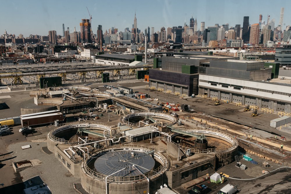View from the top of the Newtown Creek Digester Eggs<br/>