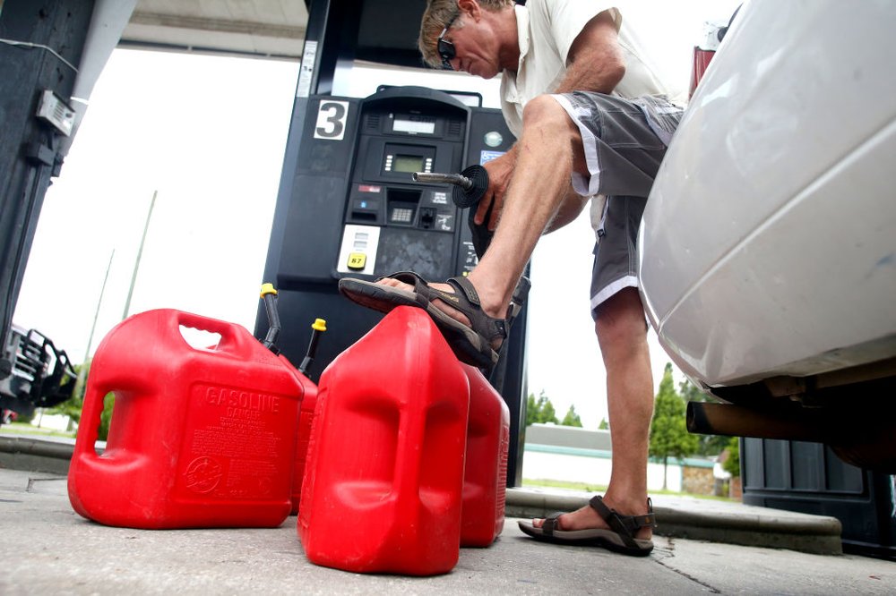 b2affb149gettyimages-843059506-jpg.jpeg Stan Glass, of St. Petersburg, fills four 5-gallon fuel tanks with gasoline for his boat should he have to evacuate by boat as residents in the area prepare ahead of Hurricane Irma on September 05, 2017 in St. Petersburg, Florida. (Getty Images)