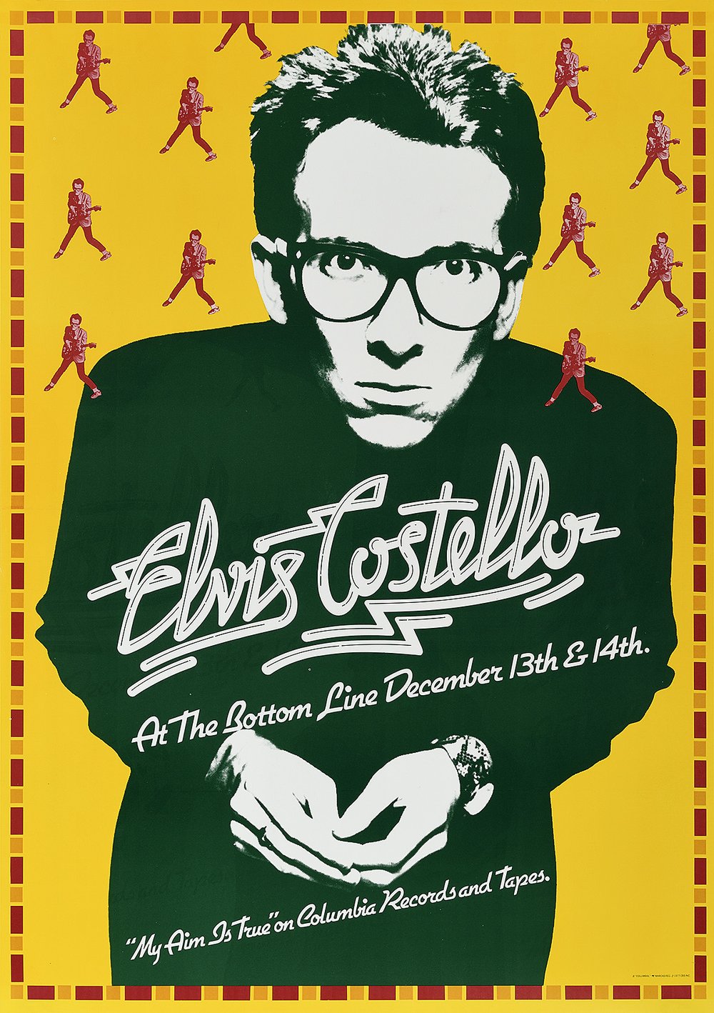 b6152d9cfph-20181113_1869-jpg.jpeg "Elvis Costello" by an Unknown Artist, 1977 - From 1974 to 2004, The Bottom Line was one of the most varied, small concert venues in NYC. (This poster appeared in Poster House's pop up exhibit, "Gone Tomorrow.")