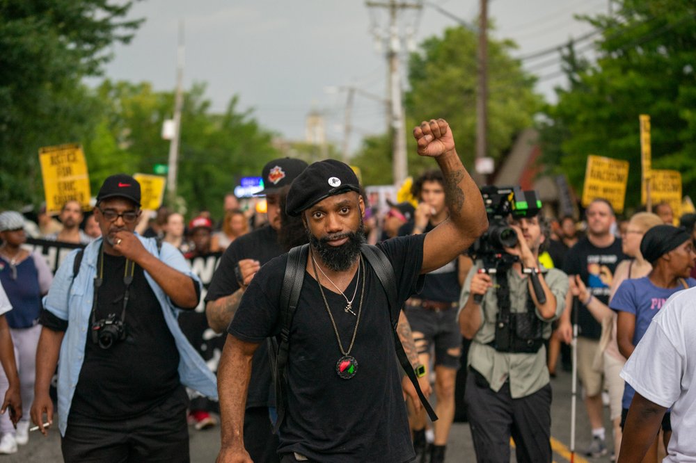 Protesters march on the fifth anniversary of Eric Garner's death<br>