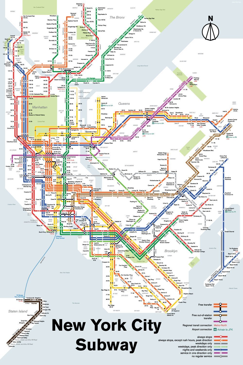 b83ec6754nyc-modern-jpg.jpeg Berman offered this version of the current subway system, which was inspired by Massimo Vignelli's iconic design. What Berman has done is combined lines—for instance, the C and E run on the same line along 8th Avenue.<br>