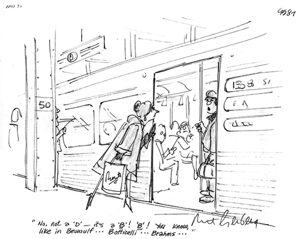 ba2a168ff1-b-train-jpg.jpeg Mort Gerberg, No, not a D – it’s a B! You know, like in Beowulf…Botticelli…Brahams…," cartoon for the Saturday Review, 1965<br/>