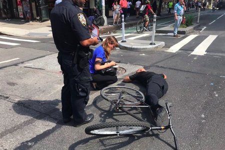 A cyclist was knocked off his bike by a hit-and-run driver on Tuesday