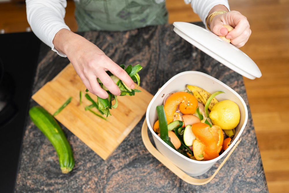 a compost bin in a kitchen