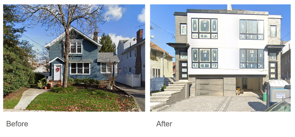 Duplexes are replacing older, traditional-style homes.