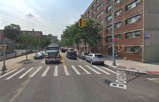 Bushwick Avenue, which leads into the new protected bike lane at Grand Street, does not have any bike lanes at all
