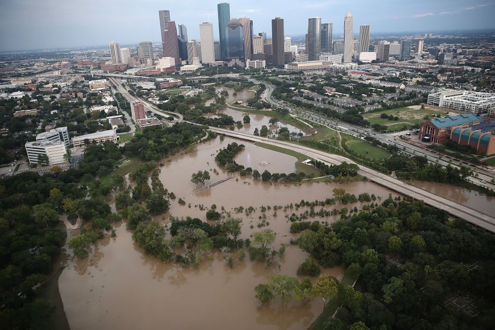 Flooding continues to be shown near downtown Houston following Hurricane Harvey August 29, 2017 in Houston, Texas<br>(Getty Images)