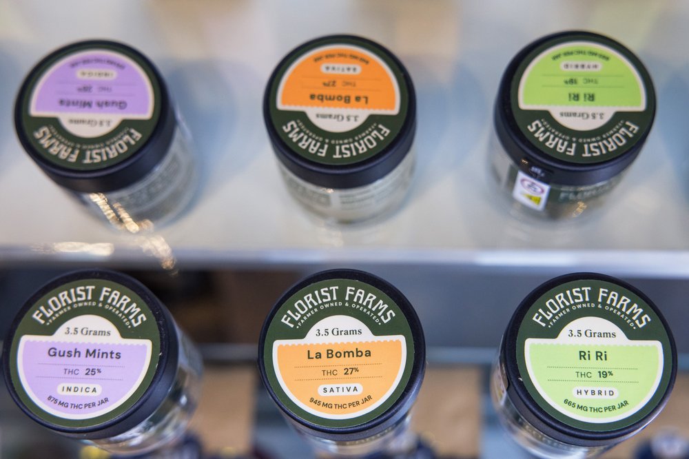 Offerings for sale at Smacked Dispensary NYC, one of the seven adult-use cannabis dispensaries that have opened statewide since December. Picture taken on January 24, 2023