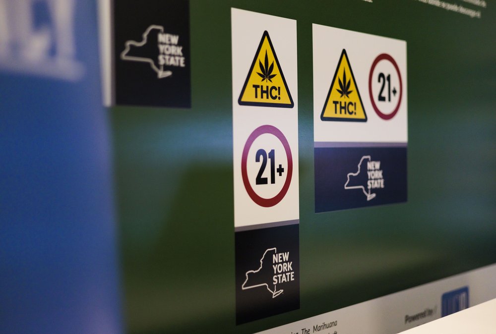 A sign in a mockup retail cannabis dispensary that meets New York State regulations is featured Dec. 9, 2022 at 'The Bronx Dispensary Showroom', a pop-up event designed to help people understand the soon-to-be legal recreational cannabis dispensary industry.