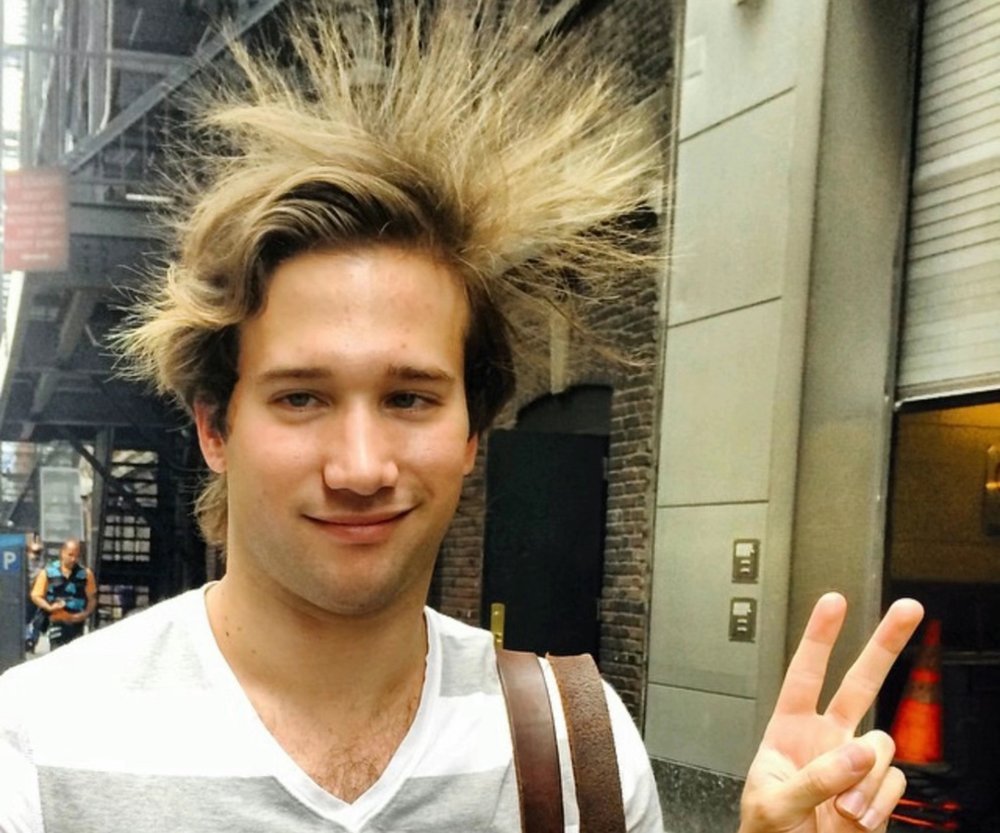 Patton Chandler, with his hair sticking up