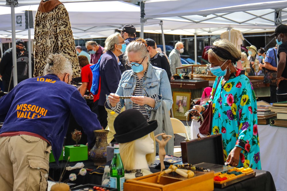 Chelsea Flea reopening People browse the newly reopened open-air Chelsea Flea Market