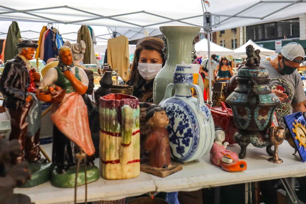 Chelsea Flea reopening People browse the newly reopened open-air Chelsea Flea Market
