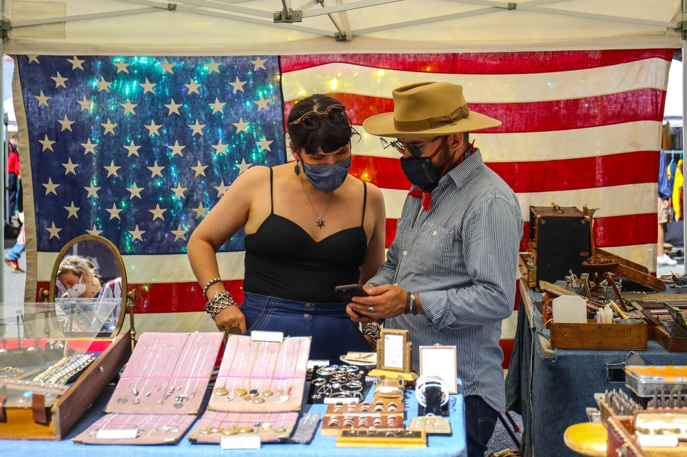 Chelsea Flea reopening People browse the newly reopened open-air Chelsea Flea Market
