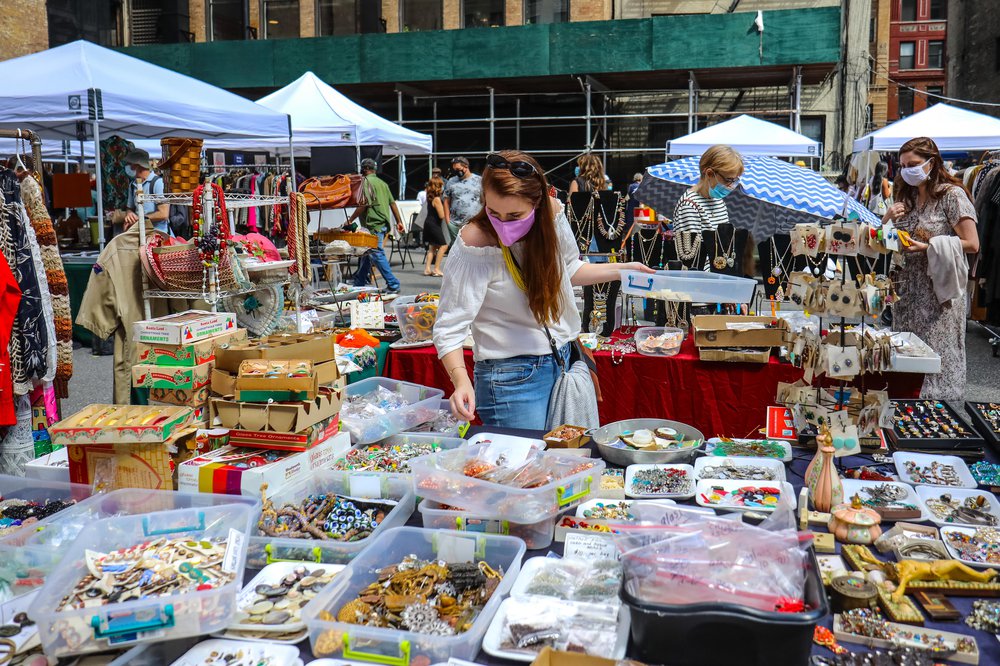 Chelsea Flea reopening People browse the newly reopened open-air Chelsea Flea Market