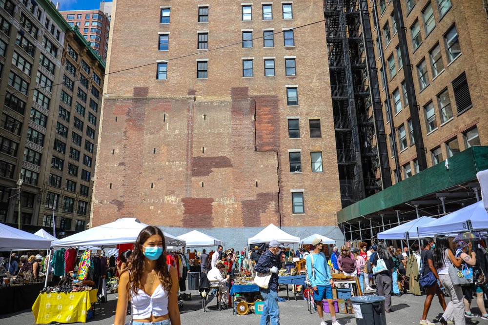 Chelsea Flea reopening People browse the newly reopened open-air Chelsea Flea Market