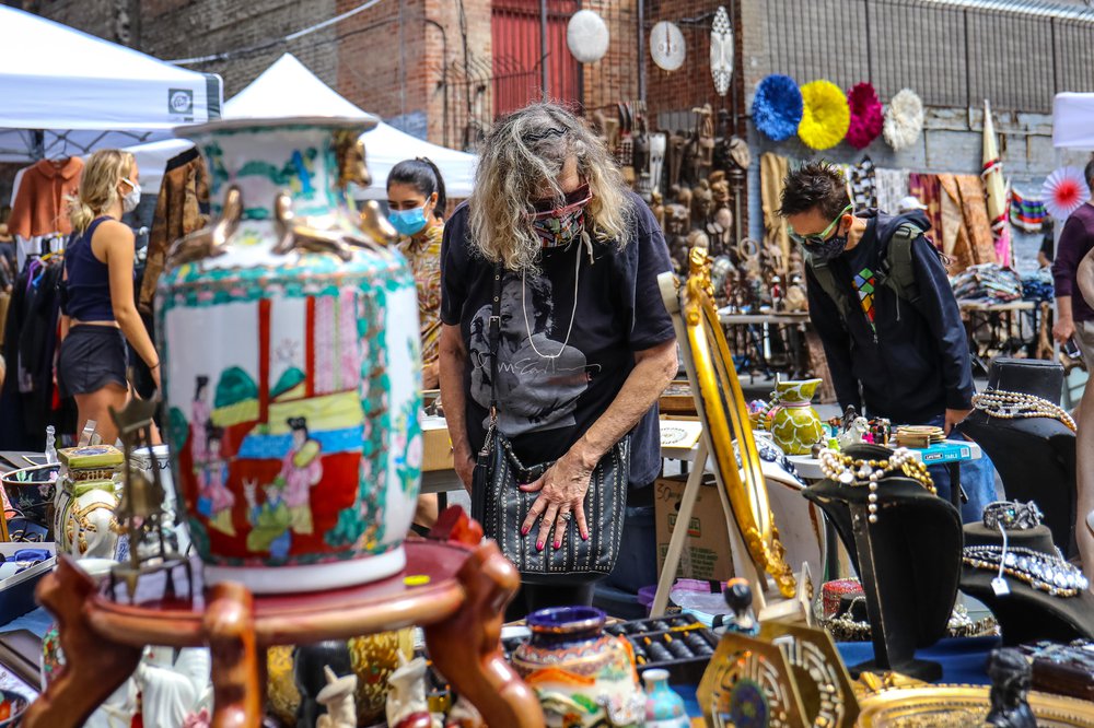 Chelsea Flea reopening People browse the newly reopened open-air Chelsea Flea Market