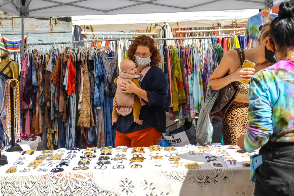 Chelsea Flea reopening People browse the newly reopened open-air Chelsea Flea Market