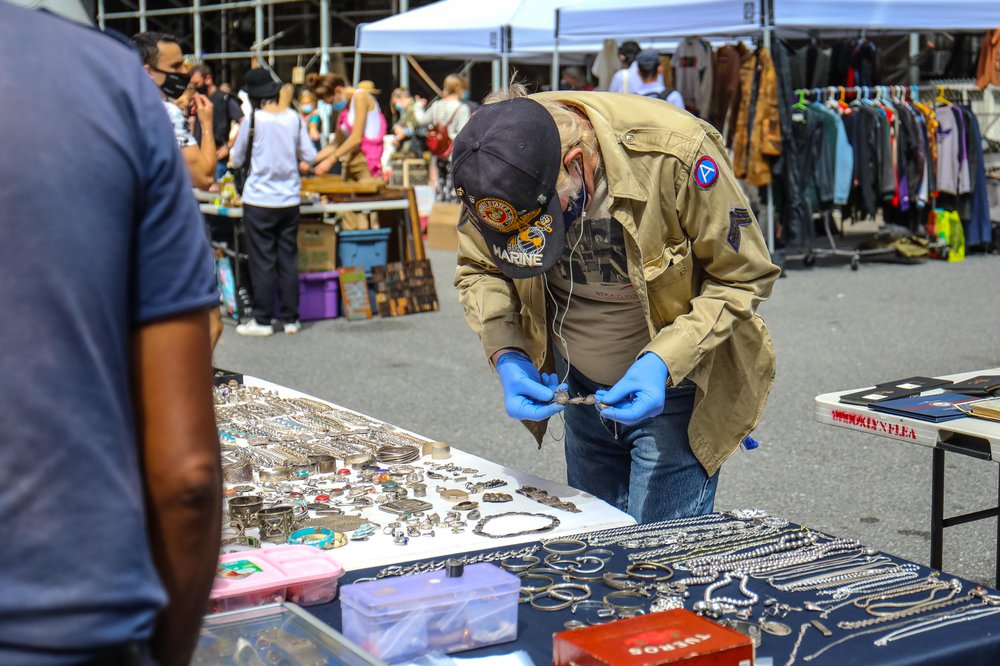 Chelsea Flea reopening People browse the newly reopened open-air Chelsea Flea Market