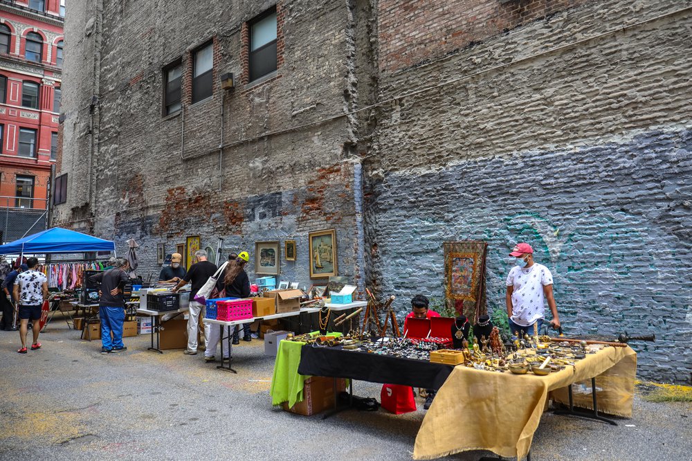 Chelsea Flea reopening People browse the newly reopened open-air Chelsea Flea Market