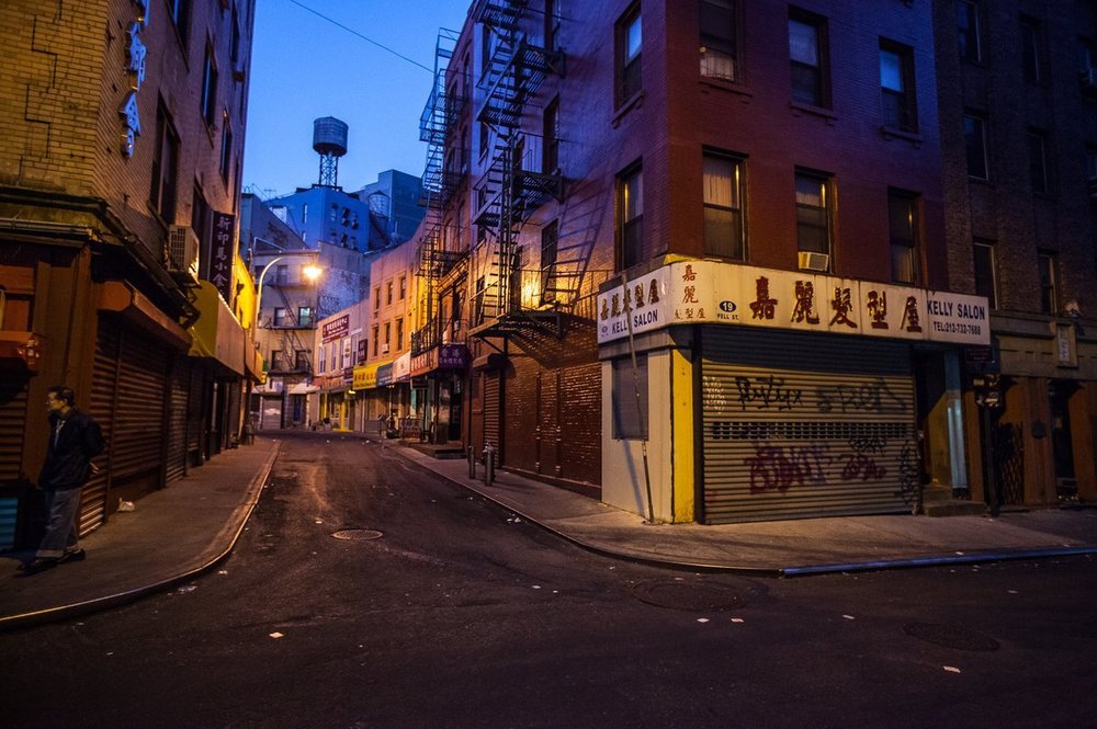A photo of empty Chinatown, just before dawn