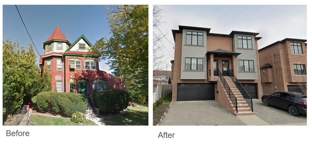 Duplexes are replacing older, traditional-style homes.