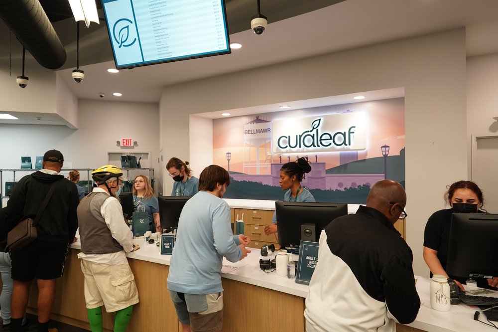 Customers purchase marijuana for recreational use at the Curaleaf dispensary in Bellmawr, April 21, 2022.