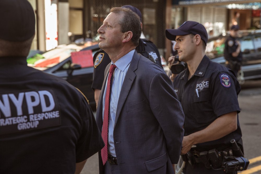 City Councilman Brad Lander in handcuffs.</br>