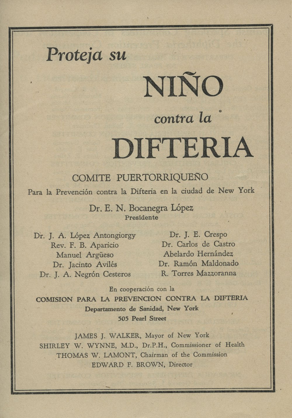 d774468acgermcity_3-jpg.jpeg New York City Health Department diphtheria pamphlet (Spanish), early 20th Century. (Courtesy of The New York Academy of Medicine Library)