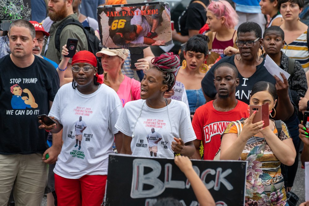 Protesters march on the fifth anniversary of Eric Garner's death<br>