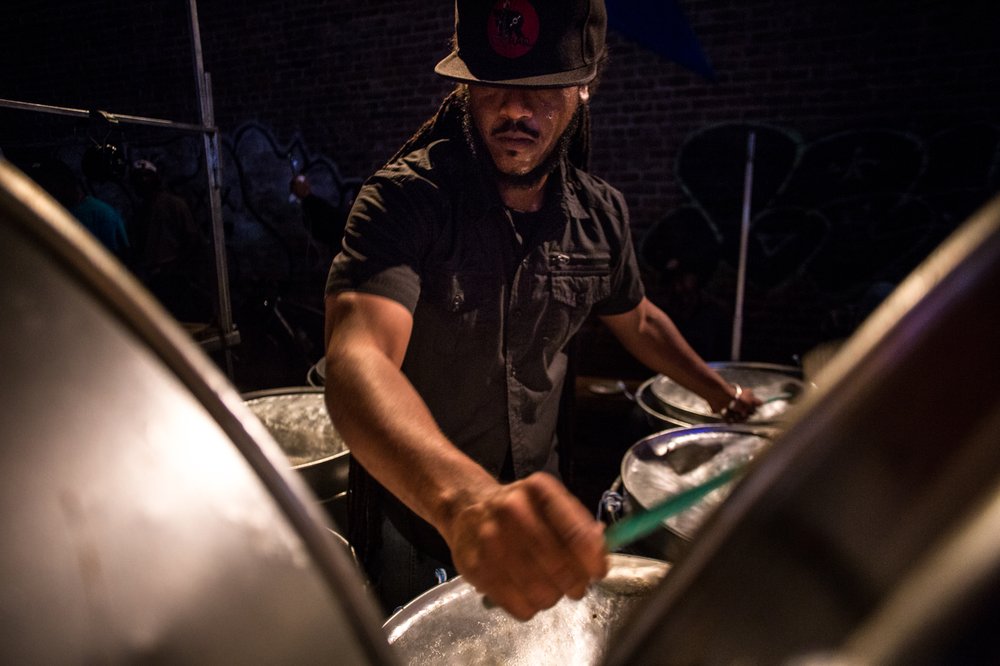 e06bc7257083017josephgerald-jpg.jpeg Despers member Joseph Gerald practices at the band's Crown Heights pan yard one week before J'Ouvert. Gerald, who commutes to Brooklyn multiple times a week from his home in Saddlebrook, NJ, has playing with Despers for over a decade.<br/>