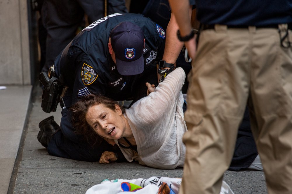 e32a05502081317trumptowerprotest-14-jpg.jpeg One of three people arrested during Monday night's protests outside of Trump Tower.<br>