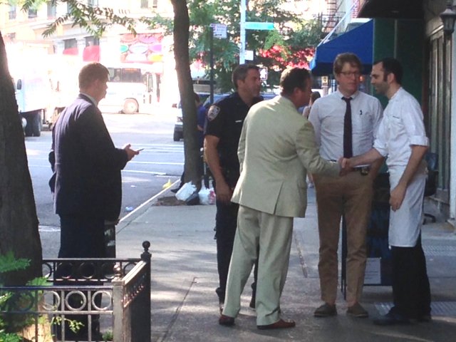 Hipster Cop policing the Cronut Line. (Photo courtesy of Nic/<a href="https://twitter.com/notexactlyblue">@notexactlyblue</a>)