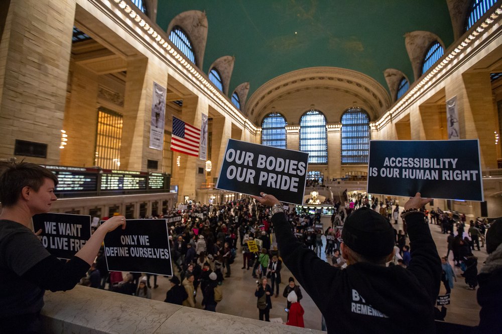 At the Non-March for Disabled Women in Grand Central Terminal (<a href="https://www.gretchenrobinette.com/">Gretchen Robinette</a> / Gothamist)